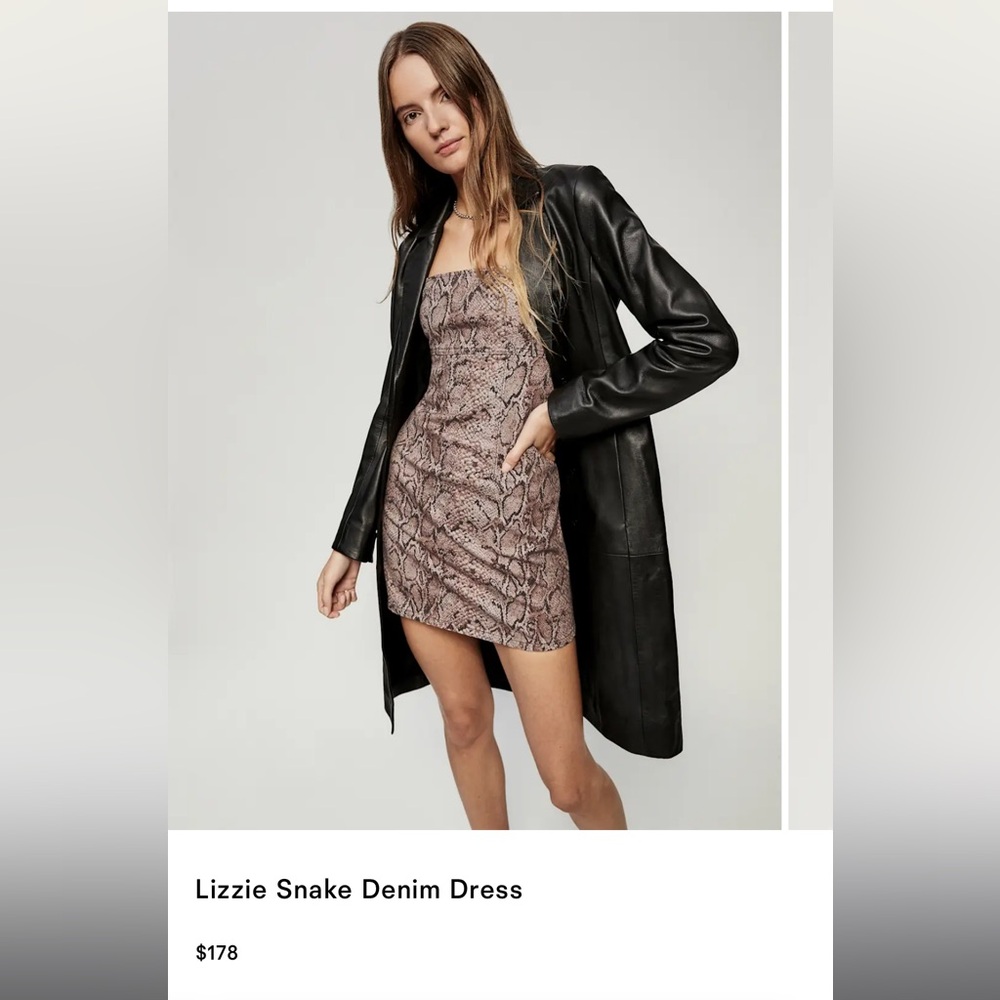 Reformation Jeans Lizzie Snake Denim Dress Women’s 6 Sleeveless Snakeskin Mini